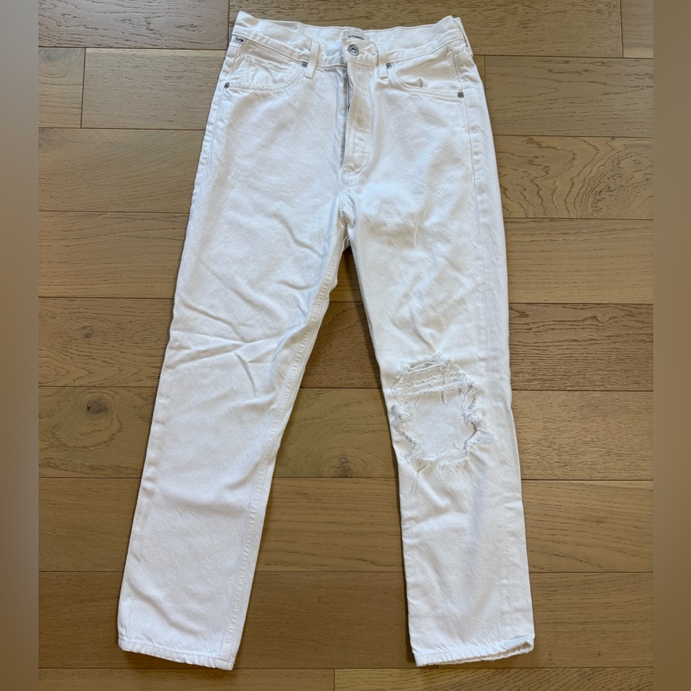 Women’s Citizens of Humanity Charlotte Crop Distressed Jeans White